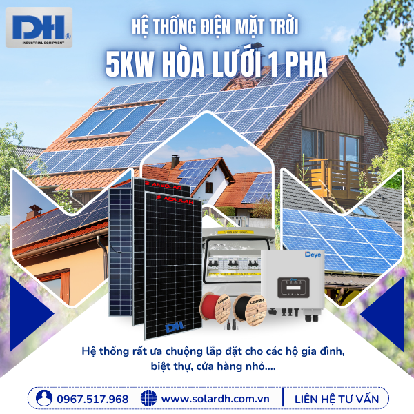 Ứng dụng hệ thống điện mặt trời 5kW có lưu trữ